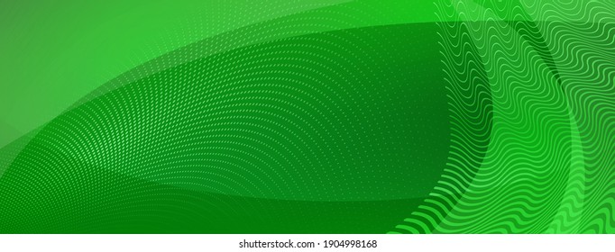 Abstract background made of curves and halftone dots in green colors