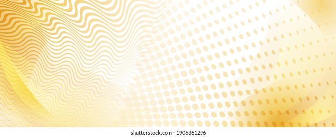 Abstract background made of curves and halftone dots in yellow colors