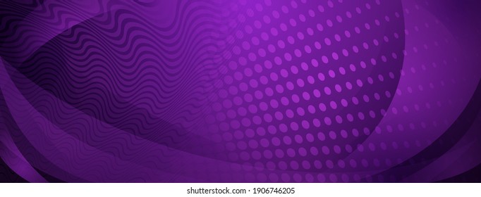 Abstract background made of curves and halftone dots in purple colors