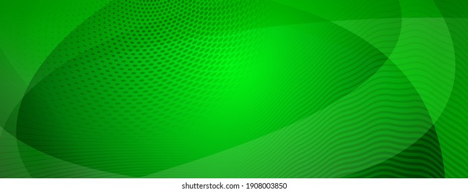 Abstract background made of curves and halftone dots in green colors
