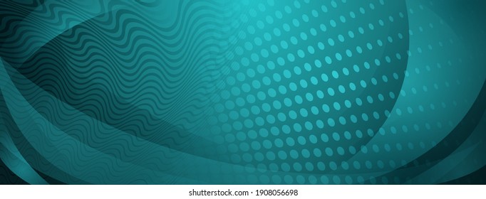 Abstract background made of curves and halftone dots in blue colors