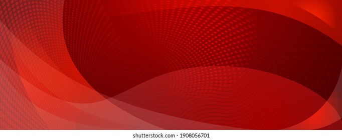 Abstract background made curves   halftone dots in red colors