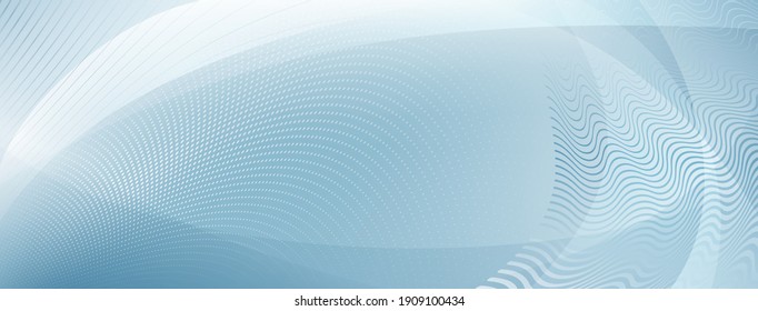 Abstract background made of curves and halftone dots in light blue colors