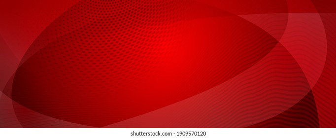 Abstract background made of curves and halftone dots in red colors