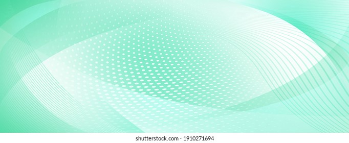 Abstract background made of curves and halftone dots in green colors