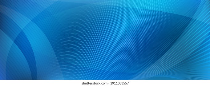Abstract background made of curves and halftone dots in blue colors