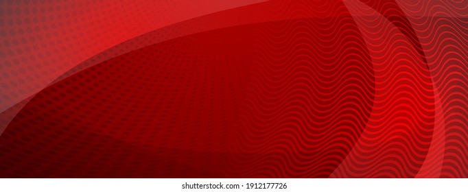 Abstract background made of curves and halftone dots in red colors