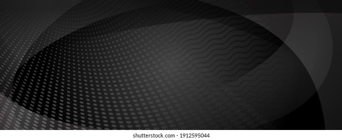 Abstract background made of curves and halftone dots in black and gray colors