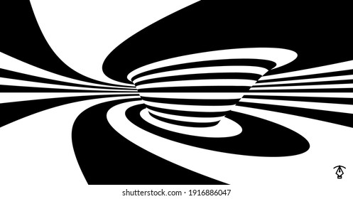 Abstract background made of distorted lines. Pattern with optical illusion. Psychedelic stripes. Vector illustration for brochure, flyer, card, banner or cover.