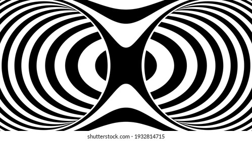 Abstract background made of distorted lines. Pattern with optical illusion. Psychedelic stripes. Vector illustration for brochure, flyer, card, banner or cover.