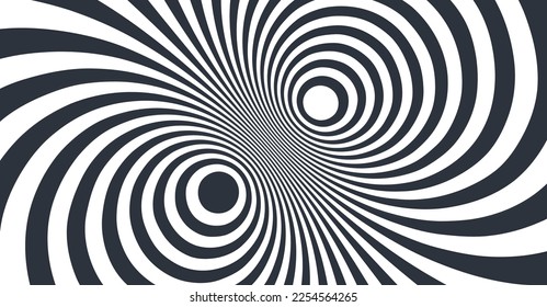 Abstract background made of distorted lines. Pattern with optical illusion. Psychedelic stripes. Op art design. Convex texture. Vector illustration for brochure, flyer, card, banner or cover.