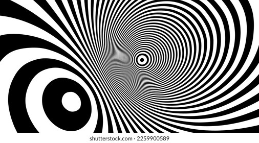 Abstract background made of distorted lines. Pattern with optical illusion. Psychedelic stripes. Op art design. Convex texture. Vector illustration for brochure, flyer, card, banner or cover.