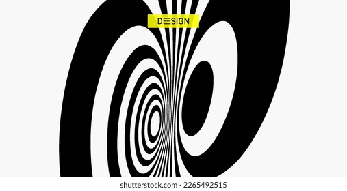 Abstract background made of distorted lines. Pattern with optical illusion. Psychedelic stripes. Op art design. Convex texture. Vector illustration for brochure, flyer, card, banner or cover.