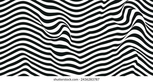 Abstract background made of distorted lines. Pattern with optical illusion. Psychedelic stripes. Vector illustration for brochure, flyer, card, banner or cover. vector illustration	