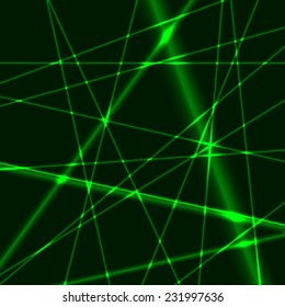 Abstract background made from green laser beams