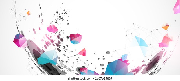 Fondo abstracto hecho con medio esferas y efecto plexus. 