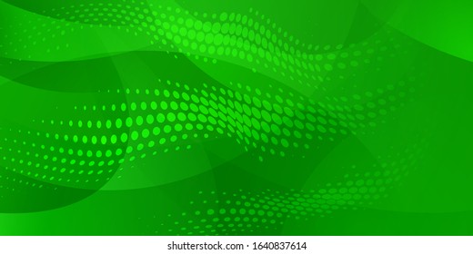 Abstract background made of halftone dots and curved lines in green colors