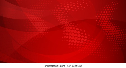 Abstract background made of halftone dots and curved lines in red colors