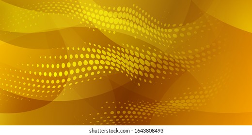 Abstract background made of halftone dots and curved lines in yellow colors