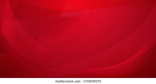 Abstract background made of halftone dots and curved lines in red colors