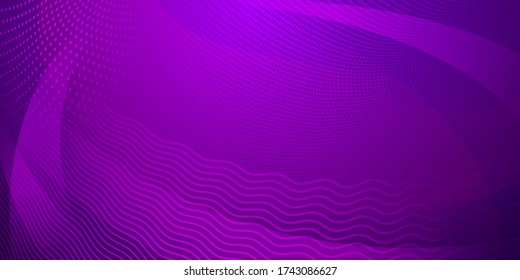 Abstract background made of halftone dots and curved lines in purple colors