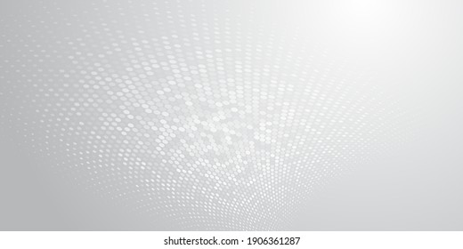 Fondo abstracto hecho de puntos de medio tono en colores blanco y gris