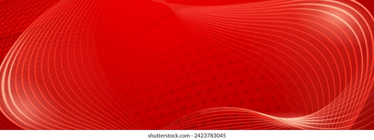 Abstract background made of halftone dots and thin curved lines in red colors