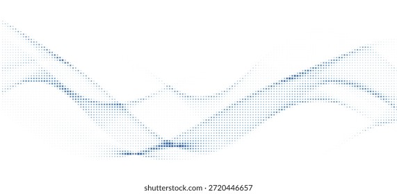 Fundo abstrato feito de pontos de meio-tom formando formas de onda fluente suave em um fundo branco. Design mínimo, moderno e limpo