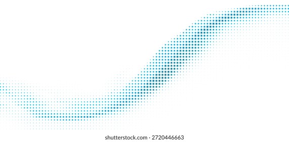 Fundo abstrato feito de pontos de meio-tom formando formas de onda fluente suave em um fundo branco. Design mínimo, moderno e limpo