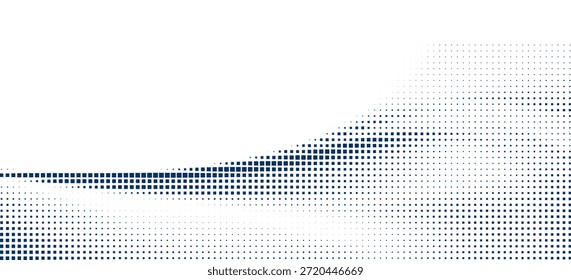 Fundo abstrato feito de pontos de meio-tom formando formas de onda fluente suave em um fundo branco. Design mínimo, moderno e limpo