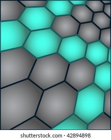 Abstract background made from hexagons, with blue path