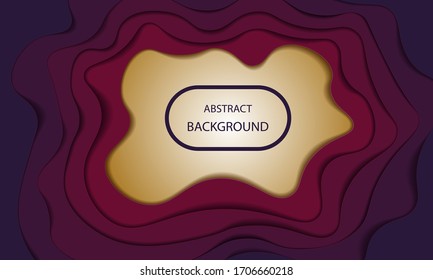 Abstract background made of multi-layer cut paper. 3D realistic shapes in shades of purple and gold. Vector illustration for banners, leaflets, and posters. EPS10