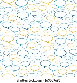 The abstract background made out of blue and yellow bubbles / The speech bubbles background / Speech bubbles