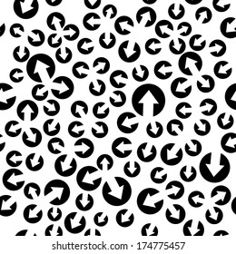 the abstract background made out of various size and direction arrows / the swarming background / the disarray background