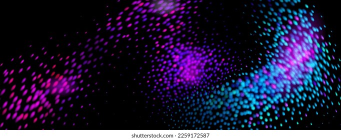 Fondo abstracto hecho de puntos morados y azules sobre negro