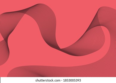 Fondo abstracto realizado con líneas curvadas repetidas en abstracción de ondas. Arte vector geométrico sencillo, moderno y creativo en colores rojo y negro.