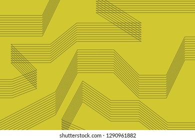 Abstract background made with repetitive thin lines in yellow color. Modern vector art.