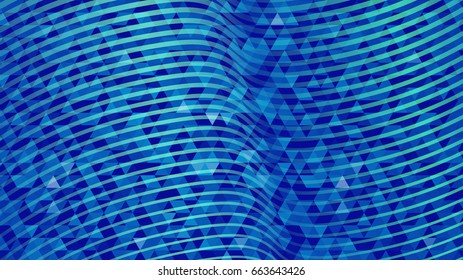 Abstract background made of small blue triangles and curved lines