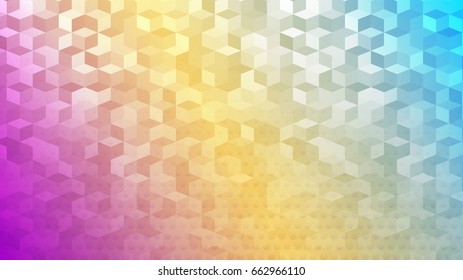 Abstract background made of small cubes in purple, yellow and blue colors