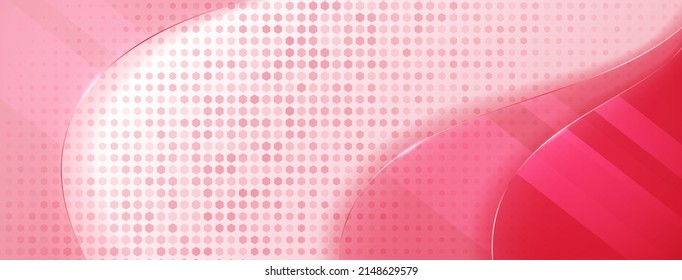 Abstract background made of small dots and curved glass plates in pink colors