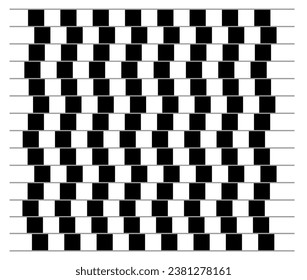 Abstract background made of squares and lines. Optical illusion."Cafe wall illusion". Vector illustration