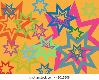 Abstract background made from stars on orange background - vector illustration.