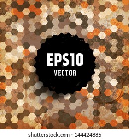 Abstrakter Hintergrund aus Dreiecken. Retro-schwarzes Etikett für Design. EPS10-Vektor.