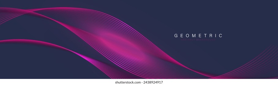 Abstract background with magenta glowing geometric curve lines. Modern minimal trendy shiny lines pattern. Vector illustration