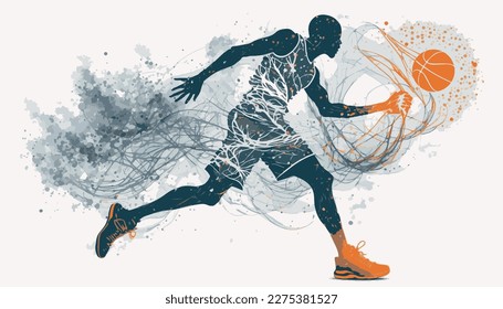 Abstract background man playing basketball. Abstract basketball sport background.