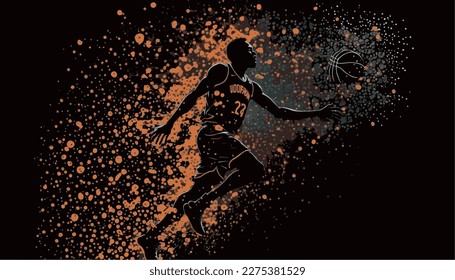 Abstract background man playing basketball. Abstract basketball sport background.