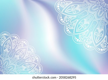 Abstract background with
 mandala pattern. Light turquoise
 and purple background.