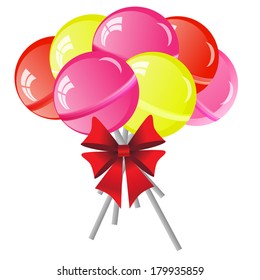 Abstract background with many color lollipops on the white phone