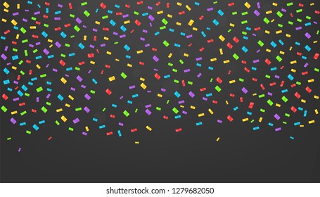 Abstract background with many colored falling tiny confetti pieces. Vector illustration