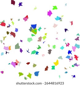 An abstract background with many colorful polygons with complex shapes.
